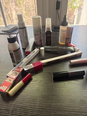 Assorted Makeup & Hair Care Lot with Neutral, Pink, Red Shades